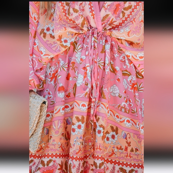 Cupshe Pink and Peach Mini Dress with Vibrant Floral Design - Picture 4 of 15